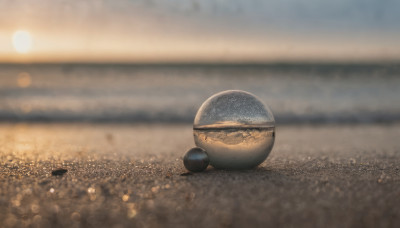 outdoors, blurry, no humans, depth of field, blurry background, scenery, lens flare, ball, orb, bokeh, still life