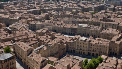 outdoors,day,tree,no humans,from above,building,scenery,city,road,cityscape,house,bridge,river,window,bird,town