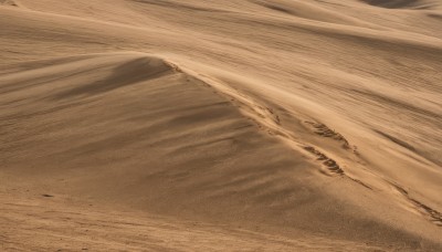 monochrome,outdoors,no humans,traditional media,beach,scenery,sand,road,sepia,brown theme,desert,dust