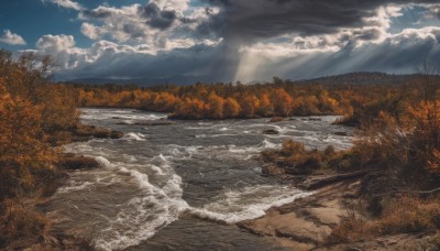 outdoors,sky,day,cloud,water,tree,blue sky,no humans,ocean,beach,sunlight,cloudy sky,nature,scenery,forest,sand,horizon,waves,landscape,shore,light rays,mountain,sunbeam