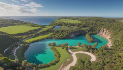 outdoors,sky,day,cloud,water,tree,blue sky,no humans,ocean,beach,grass,nature,scenery,forest,mountain,sand,horizon,road,river,landscape,lake,shore,island,from above,bush,field,path