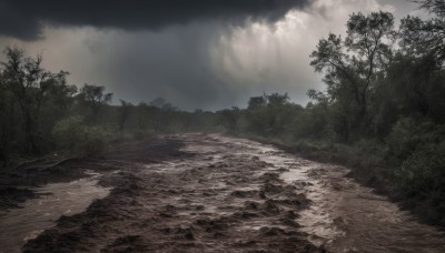 outdoors,sky,day,cloud,water,tree,no humans,sunlight,cloudy sky,grass,nature,scenery,forest,light rays,road,bush,landscape,path