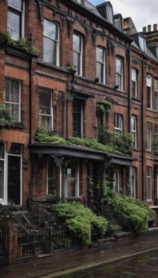 outdoors,sky,day,cloud,tree,no humans,window,cloudy sky,grass,plant,building,scenery,stairs,door,road,ruins,house