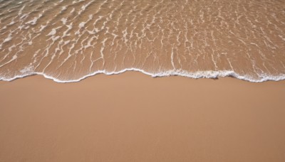 monochrome,outdoors,water,no humans,ocean,beach,scenery,brown background,sand,horizon,waves,shore,day,from above