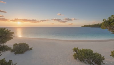 outdoors,sky,day,artist name,cloud,signature,water,tree,blue sky,no humans,ocean,beach,sunlight,cloudy sky,grass,nature,scenery,forest,reflection,sunset,sun,horizon,river,landscape,lake,gradient sky,shore,sand,island