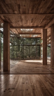 outdoors,day,indoors,tree,no humans,window,sunlight,nature,scenery,forest,wooden floor,architecture,east asian architecture,wooden wall,wood