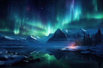 PREMIUM,outdoors,sky,water,tree,no humans,night,fire,star (sky),nature,night sky,scenery,snow,forest,starry sky,reflection,mountain,winter,river,landscape,mountainous horizon,lake,campfire,pine tree,aurora,shooting star,reflective water,milky way
