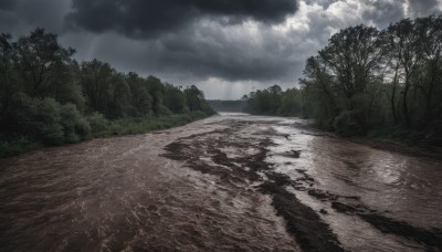 outdoors,sky,day,cloud,water,tree,no humans,sunlight,cloudy sky,grass,nature,scenery,forest,road,river,landscape,path,light rays,sunbeam