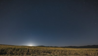 outdoors,sky,tree,no humans,night,grass,star (sky),nature,night sky,scenery,starry sky,mountain,field,landscape,mountainous horizon,hill,star (symbol)