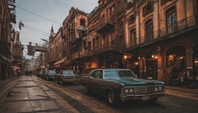 outdoors,multiple boys,sky,day,cloud,no humans,window,ground vehicle,building,scenery,motor vehicle,6+boys,city,sign,aircraft,car,road,cityscape,bridge,vehicle focus,power lines,lamppost,street,truck,pavement,real world location,flying,realistic,vanishing point