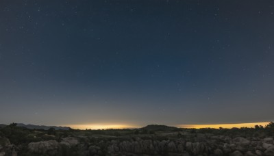 outdoors,sky,no humans,night,star (sky),nature,night sky,scenery,starry sky,sunset,rock,mountain,landscape,gradient sky,star (symbol)