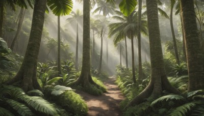 outdoors,day,tree,no humans,leaf,sunlight,grass,plant,nature,scenery,forest,light rays,palm tree,bush,shade,sunbeam,rock,dappled sunlight,path