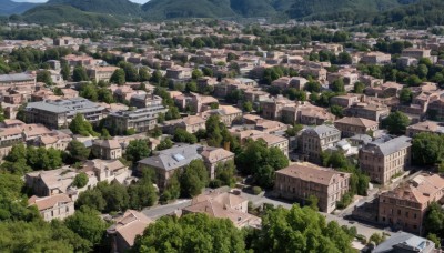 outdoors,sky,day,tree,no humans,building,nature,scenery,forest,mountain,city,road,cityscape,house,river,landscape,town