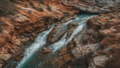 outdoors,water,tree,no humans,from above,traditional media,nature,scenery,rock,mountain,river,waves,waterfall,landscape,cliff,cave,ocean,sand,shore