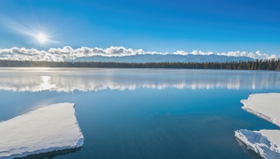 outdoors,sky,day,cloud,water,tree,blue sky,no humans,ocean,sunlight,nature,scenery,forest,reflection,mountain,sun,horizon,road,river,landscape,lake,reflective water,beach,shore,island