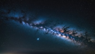 outdoors,sky,cloud,star (symbol),tree,no humans,night,star (sky),night sky,scenery,starry sky,reflection,branch,dark,galaxy,milky way,shooting star