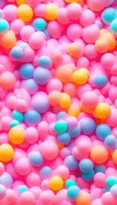 1girl,solo,no humans,candy,colorful,too many,blurry,depth of field,balloon,multicolored background,bokeh,still life