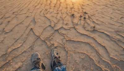 1boy,male focus,outdoors,multiple boys,2boys,water,from above,traditional media,beach,scenery,sand,desert,1girl,gloves,bag,shadow,helmet,ambiguous gender