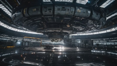 no humans,scenery,science fiction,realistic,cable,space,spacecraft,lights,indoors,window,machinery,light,planet,concept art