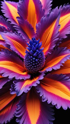 solo,simple background,flower,no humans,black background,gem,purple flower,colorful,still life,looking at viewer,wings,pokemon (creature),glowing