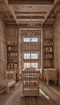 monochrome,day,indoors,no humans,window,chair,table,sunlight,bottle,box,scenery,wooden floor,door,sepia,shelf,ceiling,ladder,brown theme,barrel,ceiling light,chandelier,crate,stool,cabinet,wood,wooden chair