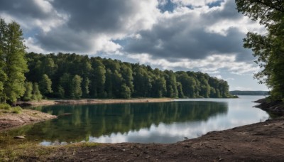 outdoors,sky,day,cloud,water,tree,blue sky,no humans,cloudy sky,grass,nature,scenery,forest,reflection,river,landscape,lake,ocean,rock,mountain,shore,reflective water