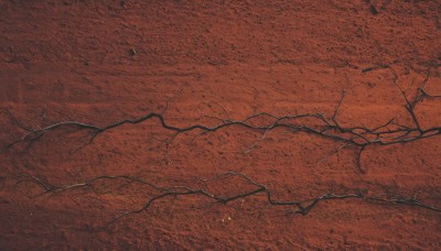 1girl,1boy,monochrome,male focus,no humans,traditional media,red theme,crack,hatching (texture),scenery,red background,orange theme,cracked floor