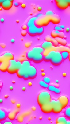 solo,food,blurry,pokemon (creature),no humans,from above,candy,colorful,candy wrapper,cloud,watermark,pink background,floating,purple background,multicolored background,abstract