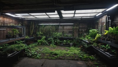 day,indoors,tree,no humans,window,sunlight,grass,plant,nature,scenery,potted plant,ruins,moss,overgrown