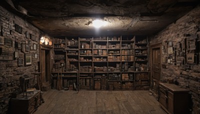 indoors,cup,book,no humans,chair,table,bottle,scenery,wooden floor,door,bookshelf,light,lamp,stool,shelf,ceiling,bar (place),ceiling light,box,stairs,picture frame,painting (object),counter,cabinet,chandelier,wooden chair,loaded interior