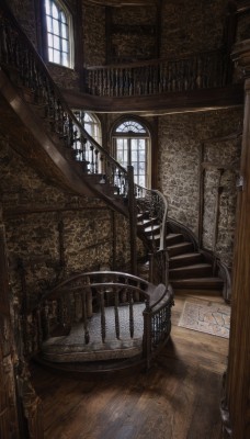 day,indoors,no humans,window,shadow,sunlight,scenery,wooden floor,stairs,door,railing,architecture,pillar,carpet,church,arch,chandelier,chair,fantasy