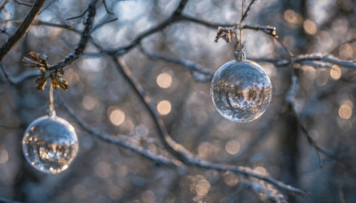 outdoors, blurry, tree, no humans, depth of field, from above, scenery, branch, bokeh