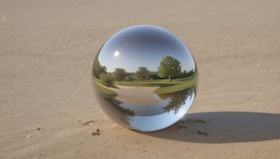 outdoors,sky,day,tree,no humans,shadow,beach,scenery,lens flare,reflection,sand,palm tree,sun,road,desert,cloud,blue sky,sunlight,grass,nature,ball,forest,footprints