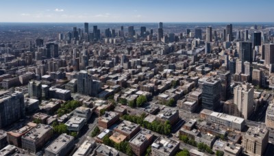 outdoors,sky,day,cloud,water,tree,blue sky,no humans,ocean,from above,building,scenery,city,horizon,cityscape,skyscraper,landscape,real world location,bird,river