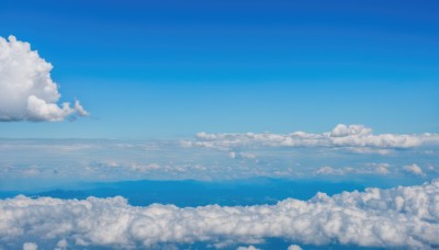 monochrome,outdoors,sky,day,cloud,signature,water,blue sky,no humans,ocean,cloudy sky,scenery,blue theme,horizon,landscape,above clouds