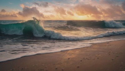 outdoors,sky,cloud,water,no humans,ocean,beach,cloudy sky,scenery,sunset,rock,sand,horizon,waves,shore,day,desert