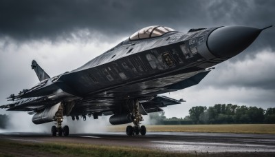 outdoors,sky,cloud,tree,military,no humans,helmet,cloudy sky,forest,flying,science fiction,realistic,aircraft,military vehicle,airplane,vehicle focus,spacecraft,jet,missile,fighter jet,1boy,multiple boys,signature,2boys,nature,pilot suit,cockpit,pilot