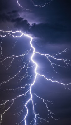 monochrome,outdoors,sky,cloud,no humans,cloudy sky,scenery,electricity,purple theme,lightning,ocean,blue theme,horizon,dark