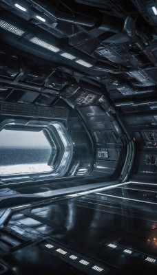 signature,no humans,from above,scenery,reflection,science fiction,realistic,cable,space,spacecraft,cockpit,indoors,english text,machinery,concept art,lights