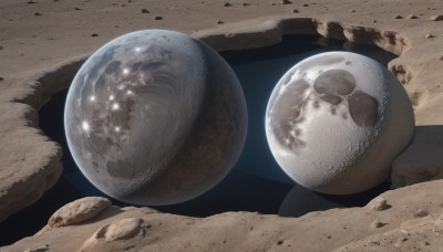 no humans,moon,scenery,rock,realistic,space,planet,dirty,orb,earth (planet),still life,outdoors,sky,ball,sand,desert,stone