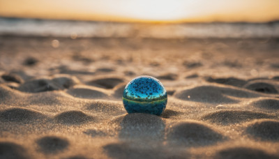 outdoors, blurry, no humans, depth of field, beach, scenery, lens flare, sand, planet, earth (planet), desert