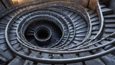 indoors,no humans,shadow,from above,scenery,stairs,pillar,arch,wooden floor,fantasy,door,gears