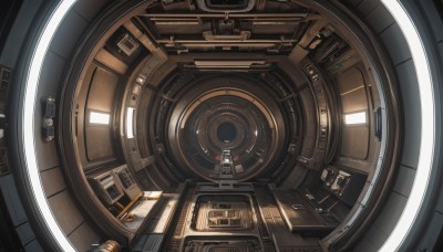 indoors,no humans,from above,scenery,science fiction,cable,industrial pipe,solo,helmet,machinery,space,spacecraft,spacesuit,very wide shot