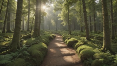 outdoors,day,tree,dutch angle,no humans,sunlight,grass,plant,nature,scenery,forest,light rays,rock,road,bush,sunbeam,dappled sunlight,path,leaf,landscape