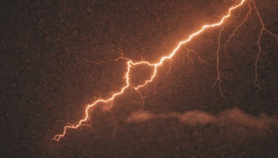 monochrome,outdoors,sky,cloud,no humans,cloudy sky,scenery,brown background,electricity,lightning,brown theme,pokemon (creature),glowing,black background,dark,orange theme