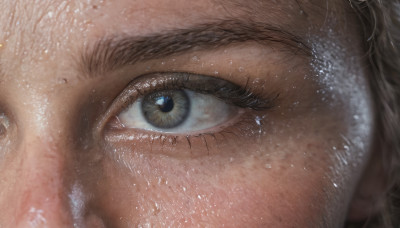 solo, looking at viewer, blue eyes, 1boy, male focus, eyelashes, close-up, realistic, eye focus