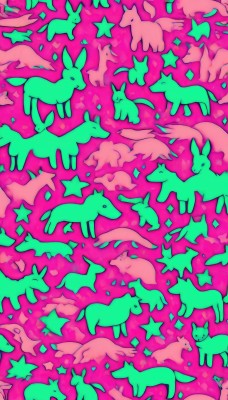 closed mouth,closed eyes,lying,star (symbol),no humans,:3,animal,cat,pink background,dog,rabbit,animal focus,pink theme,fox,too many,. .,deer,sparkle,colorful,surreal,pig,pastel colors