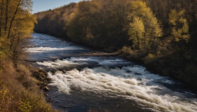 outdoors,sky,day,artist name,signature,water,tree,blue sky,no humans,nature,scenery,forest,reflection,river,waves,lake,ocean,landscape