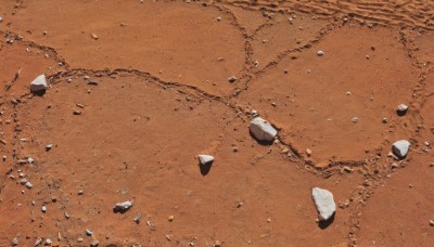 outdoors,day,no humans,from above,scenery,rock,sand,debris,stone,monochrome,orange background,orange theme,desert