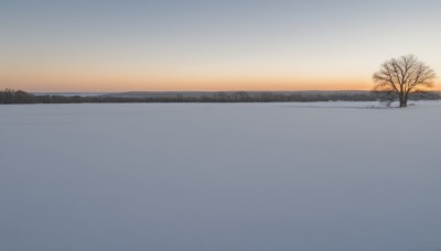 outdoors,sky,water,tree,blue sky,no humans,ocean,nature,scenery,reflection,sunset,horizon,bare tree,river,lake,gradient sky,orange sky,sunrise,cloud,snow,sun,winter,landscape